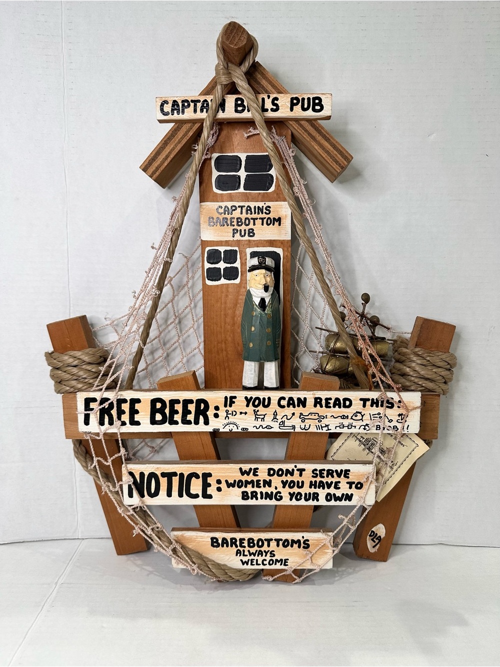 Nautical Wooden Wall Plaque -Captain's Pub Design